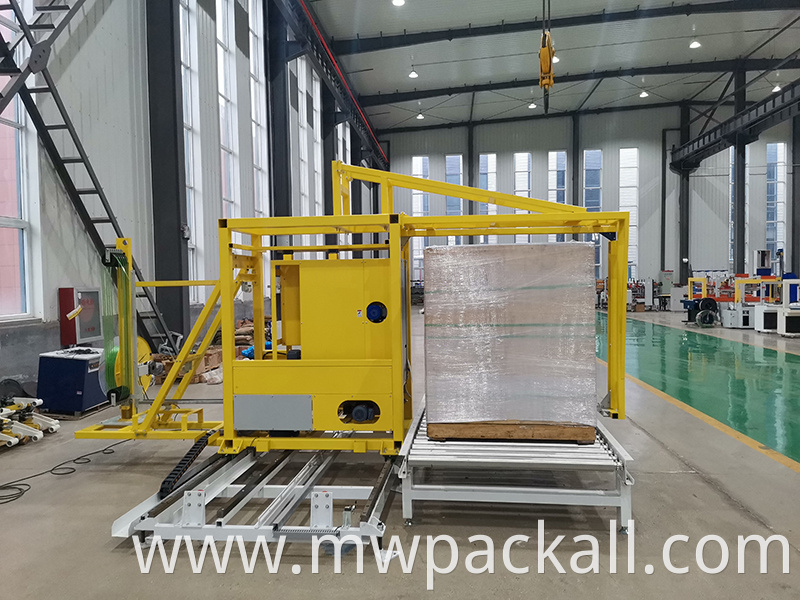 fully automatic pallet strapping machine vertical side pallet roller conveyor with turntable